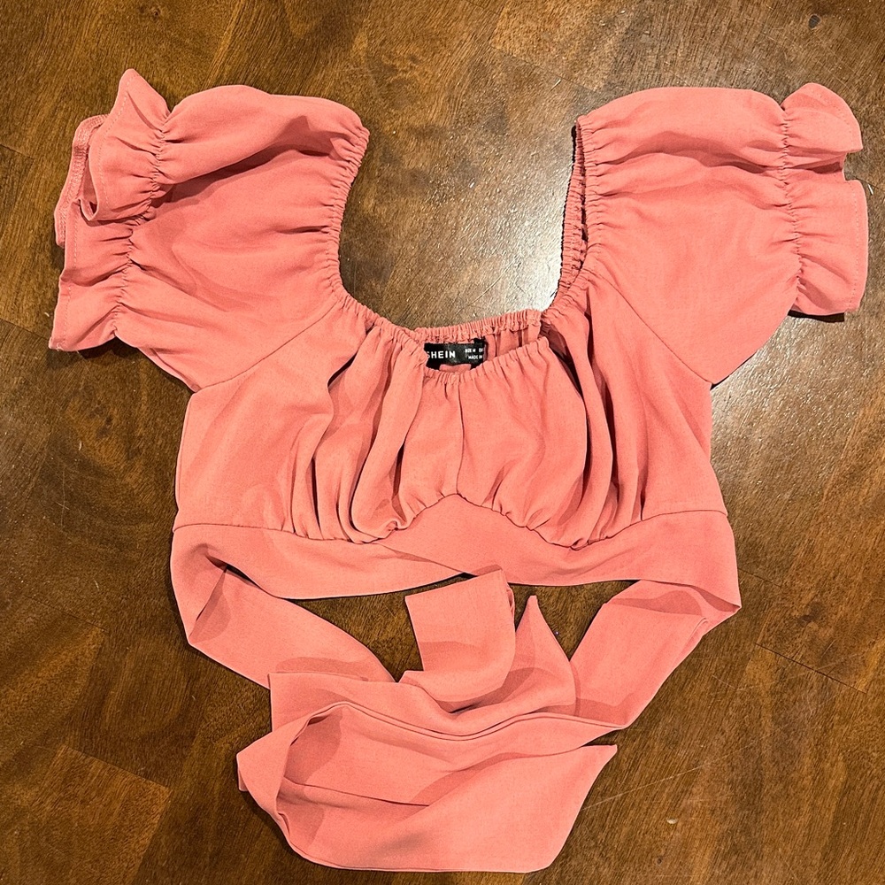 SHEIN Women's Pink Puff Sleeve Top